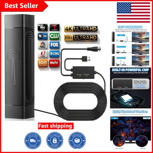 Sleek black indoor - tv, antenna